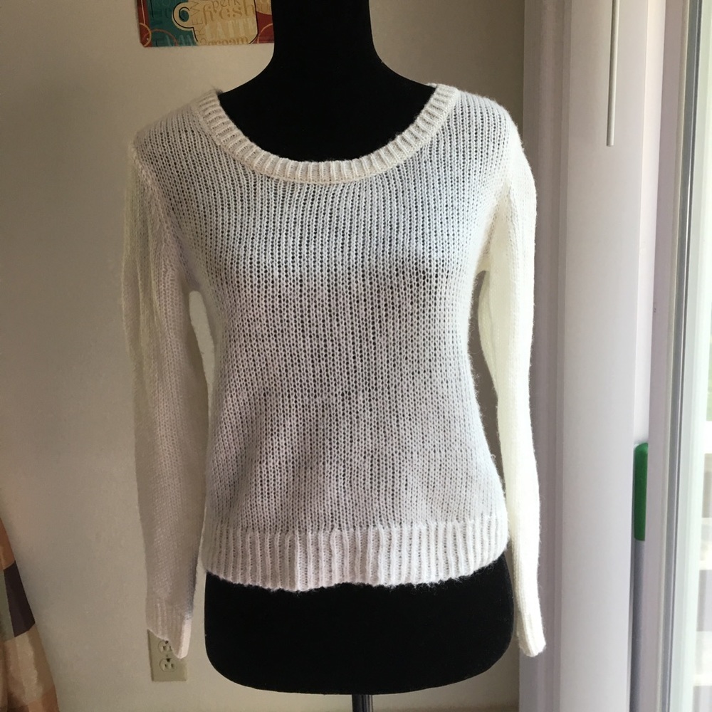 Divided H&M Off-White Open Knit Sweater Sz 4